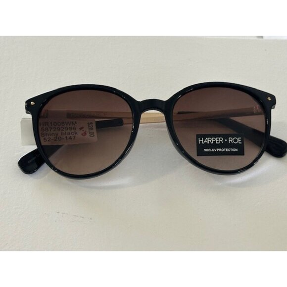 HARPER + ROE Rx’able Sunglasses Shiny Black HR1008 52-20-147 Brown Lenses NWT - Picture 11 of 11
